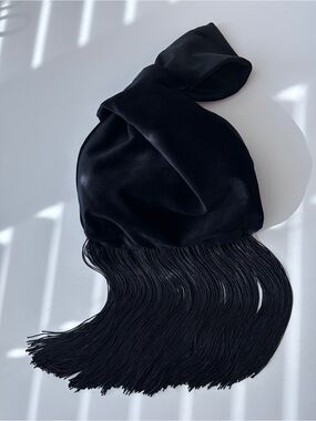 Velvet Wristlet Knot Black Mini fringe Bag clutch